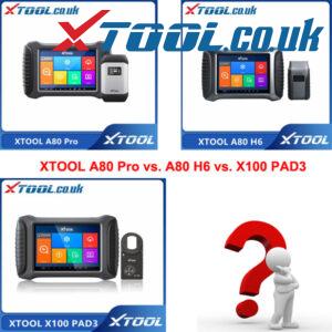 XTOOL A80 Pro VS A80 H6 VS X100 PAD3